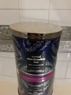 RARE Bath & Body Works Cereal Marshmallow Bar Scented Candle - Blue & Silver